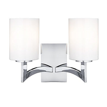 Gina 2 Lights Chrome & White Glass Shades Wall Light