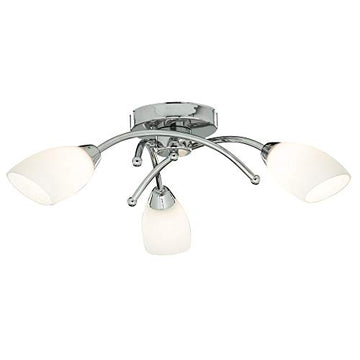 Opera 3 Lights Chrome & Opal Glass Flush