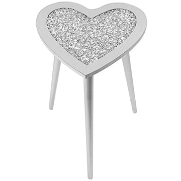 Heart Shape Coffee Table Silver Mirrored Glass Tabletop