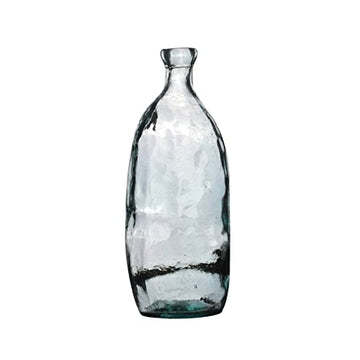 35cm Round Retro Recycled Glass Blue Neck Table Vase