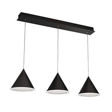 Conical 3 Light LED Black Bar Pendant
