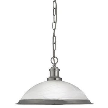 Bistro Satin Silver Acid Glass Shade Pendant Light