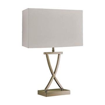 Club Antique Brass & White Fabric Shade Table Lamp