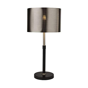 Black & Chrome Table Lamp With Brushed Black Chrome Shade