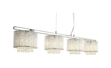 Elise II 4 Light Chrome Crystal Drops Aluminium Tubes Bar Light