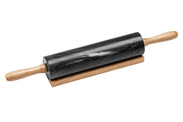 Black Marble 46Cm Kitchen Roll With Wood Handles