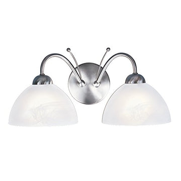 Milanese 2 Light Satin Silver Wall Light With Alabaster Glass Shade