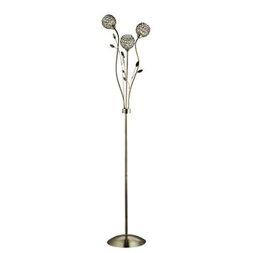 Bellis II 3 Light Antique Brass & Clear Glass Floor Lamp