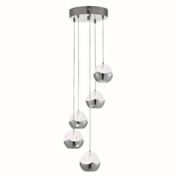 Iceball LED Chrome 5 Light Multi-Drop Ceiling Pendant