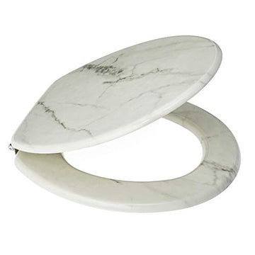 2Pcs Marble Effect Wooden Toilet Seat