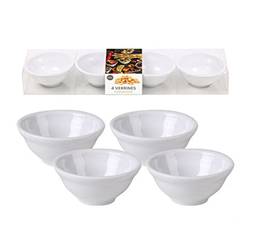 Set of 4 White Ceramic Food Preparation Bowls Kitchen Food