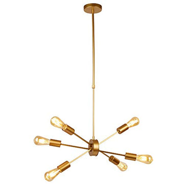 Searchlight Alpha 6 Matt Gold Light Pendant