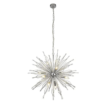 Starburst 10 Lights Chrome & Glass Ceiling Pendant