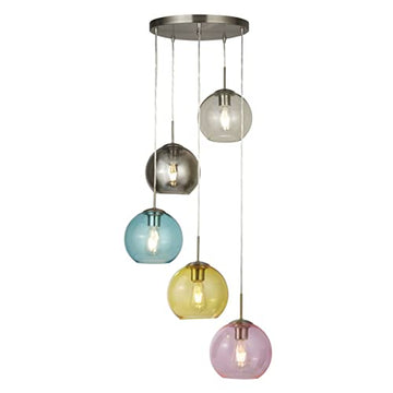 Mardi Gras 5 Light Multi-Drop Multi-Coloured Glass Shades