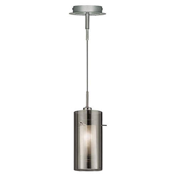Duo 2 Chrome Smoked Glass & Frosted Inner Pendant Light