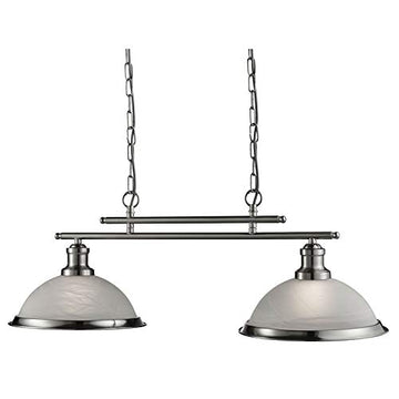 Bistro Satin Silver 2 Light Ceiling Bar Pendant