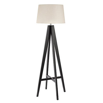 Easel Dark Wood Base & Linen Shade Floor Lamp