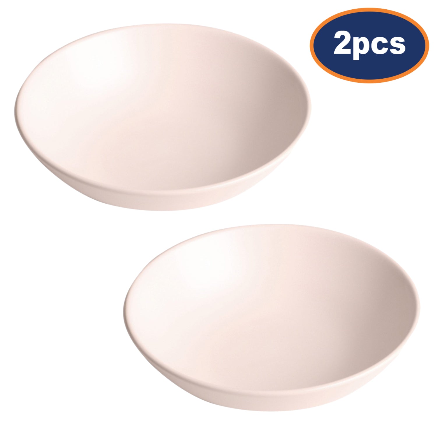 2Pcs 20cm Matte White Round Ceramic Deep Food Plate