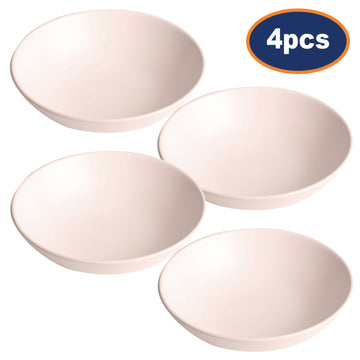 4Pcs 20cm Matte White Round Ceramic Deep Food Plate