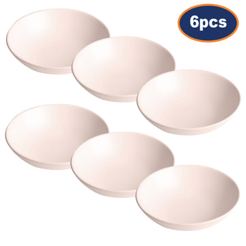 6Pcs 20cm Matte White Round Ceramic Deep Food Plate