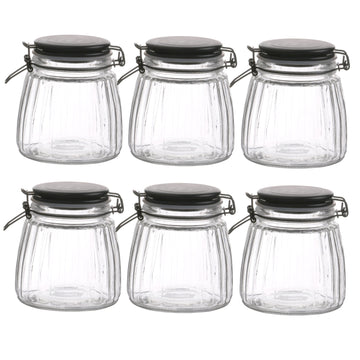 6Pcs Black Cliptop Food Preserving Glass Jar