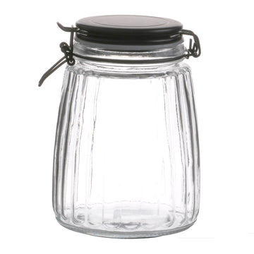 2Pcs 1.5L Black Cliptop Food Preserving Glass Jar