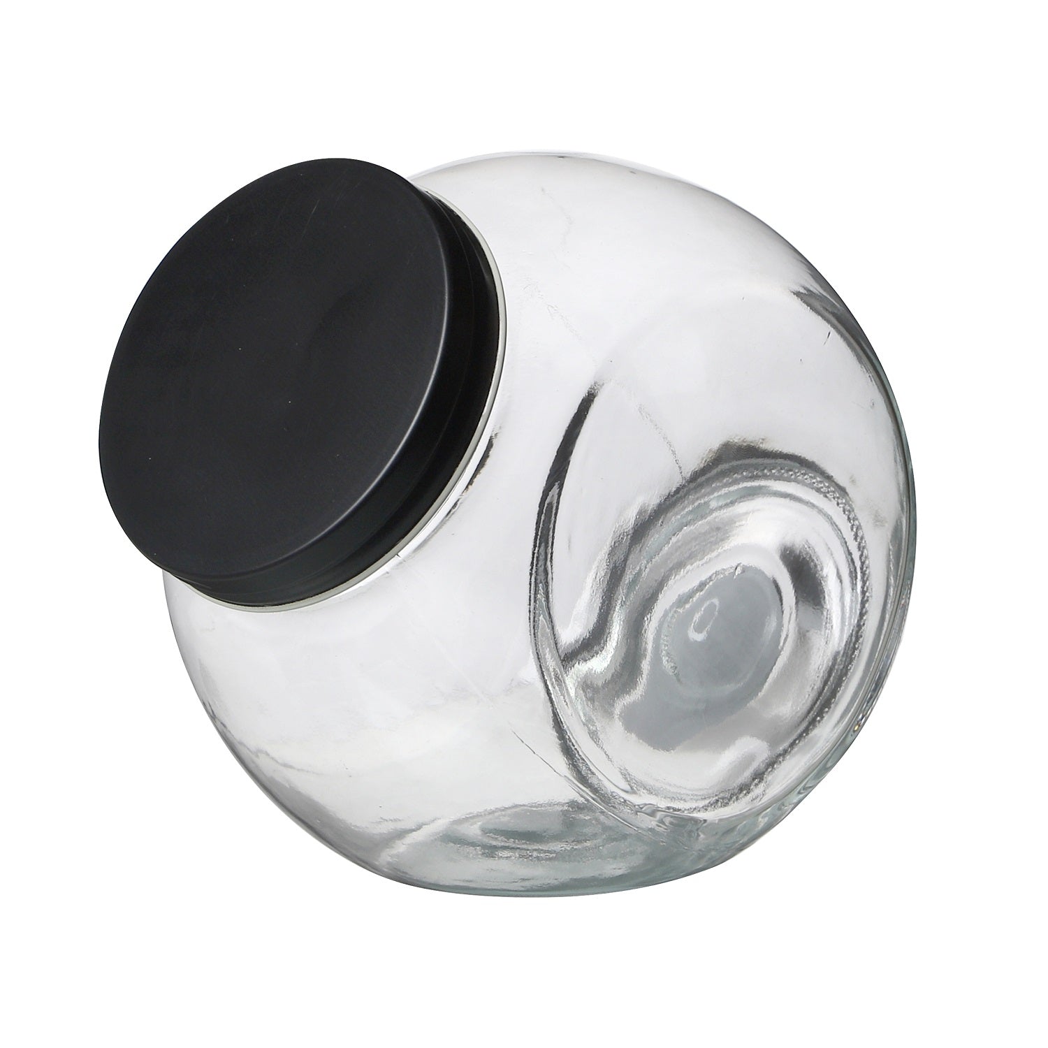 1.6L Black Screwtop Glass Food Jar