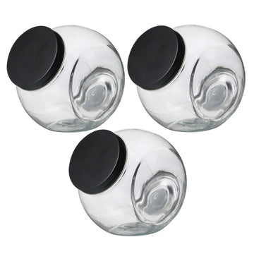 3Pcs 1.6L Black Screwtop Glass Food Jar