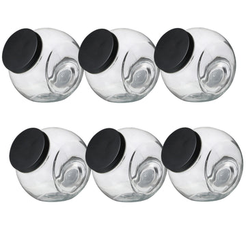 6Pcs 1.6L Black Screwtop Glass Food Jar
