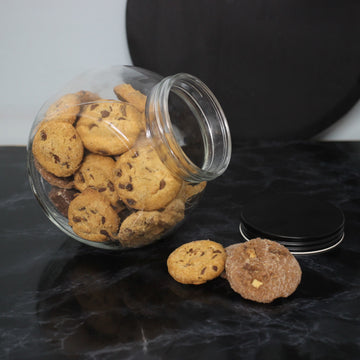 1.6L Black Screwtop Glass Food Jar