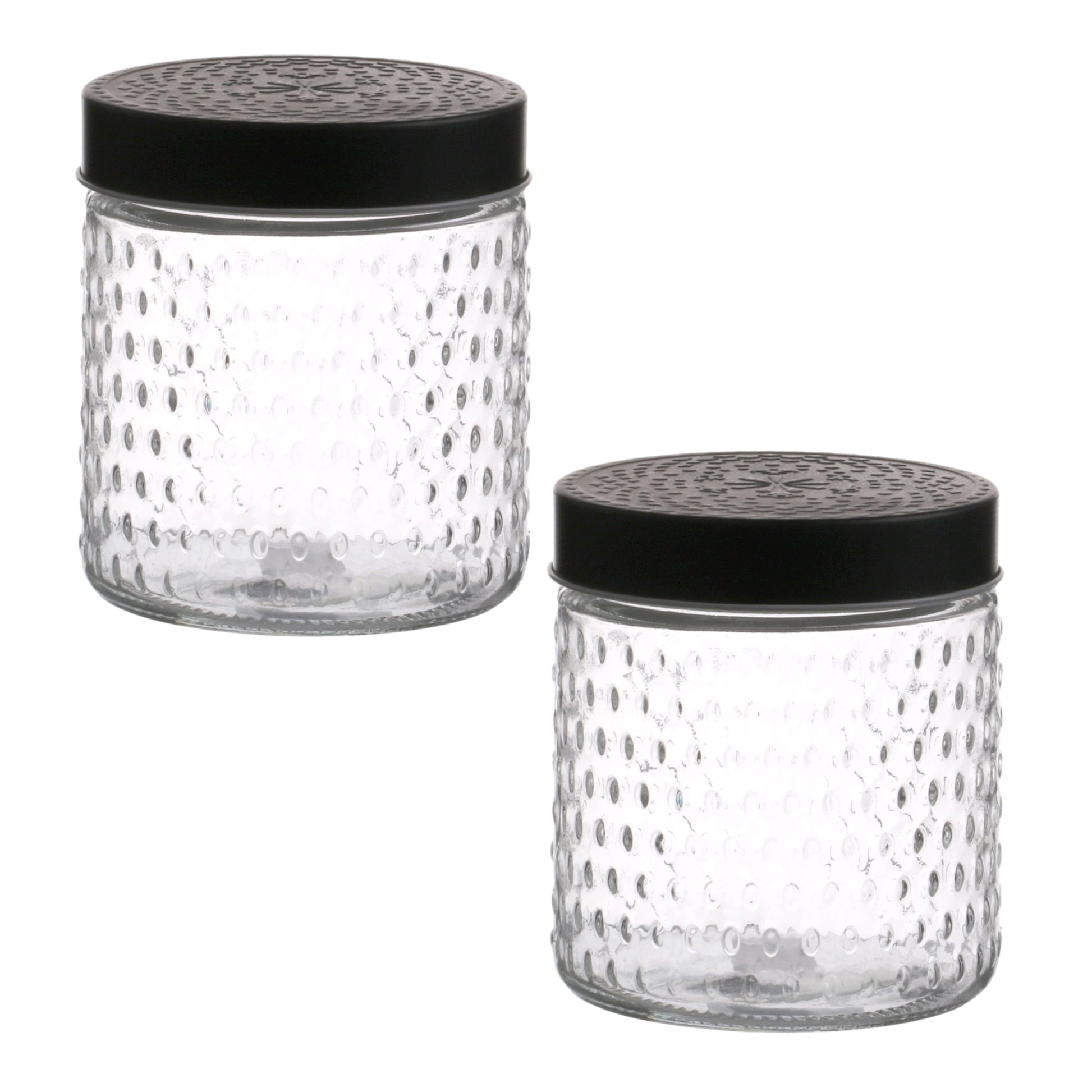 2Pcs 500ml Black Screwtop  Glass Food Jar