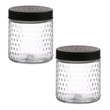 2Pcs 900ml Black Screwtop  Glass Food Jar