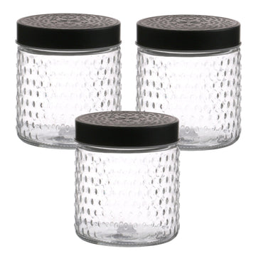 3Pcs 500ml Black Screwtop  Glass Food Jar