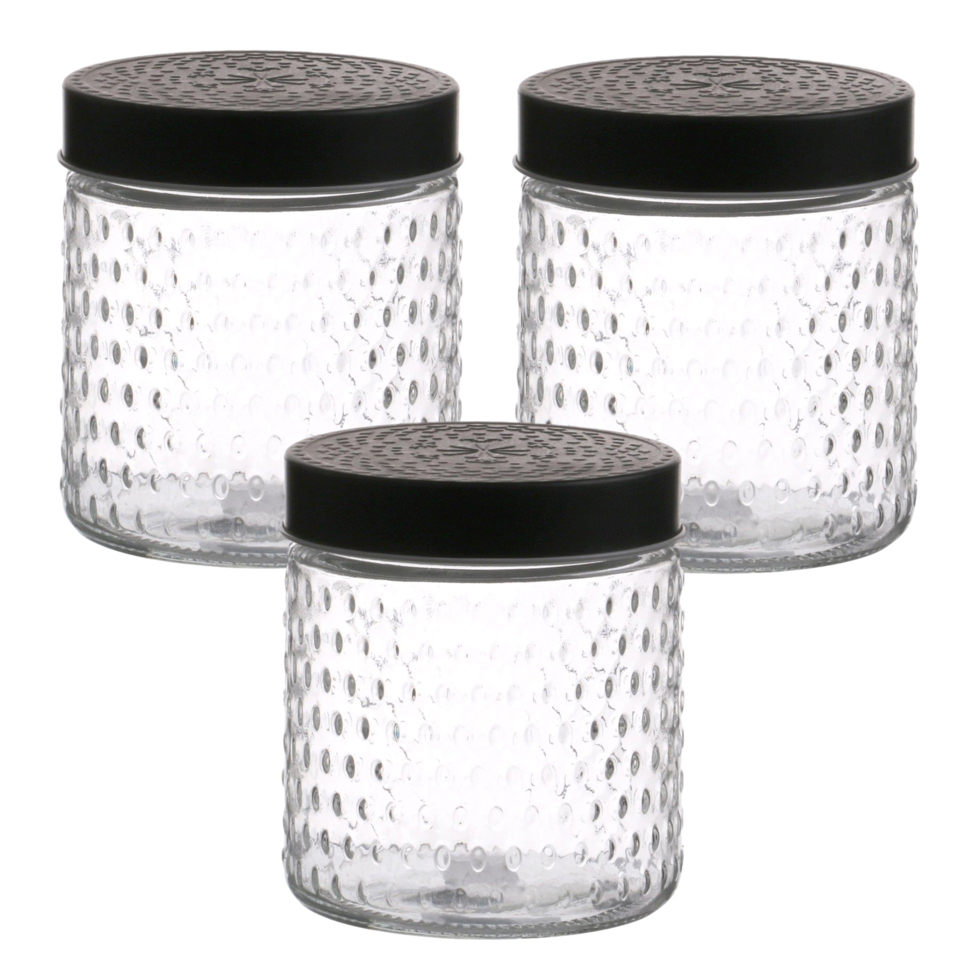 3Pcs 900ml Black Screwtop  Glass Food Jar