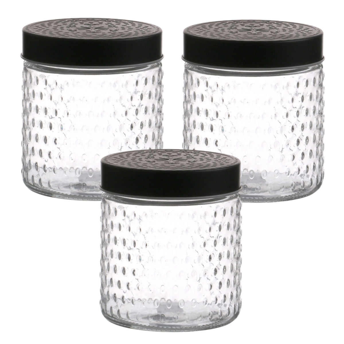 3Pcs 900ml Black Screwtop  Glass Food Jar