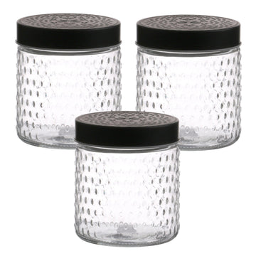 3Pcs 900ml Black Screwtop  Glass Food Jar