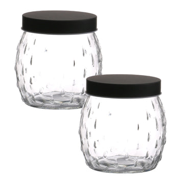 2Pcs 1.2L Black Screwtop Glass Food Jar