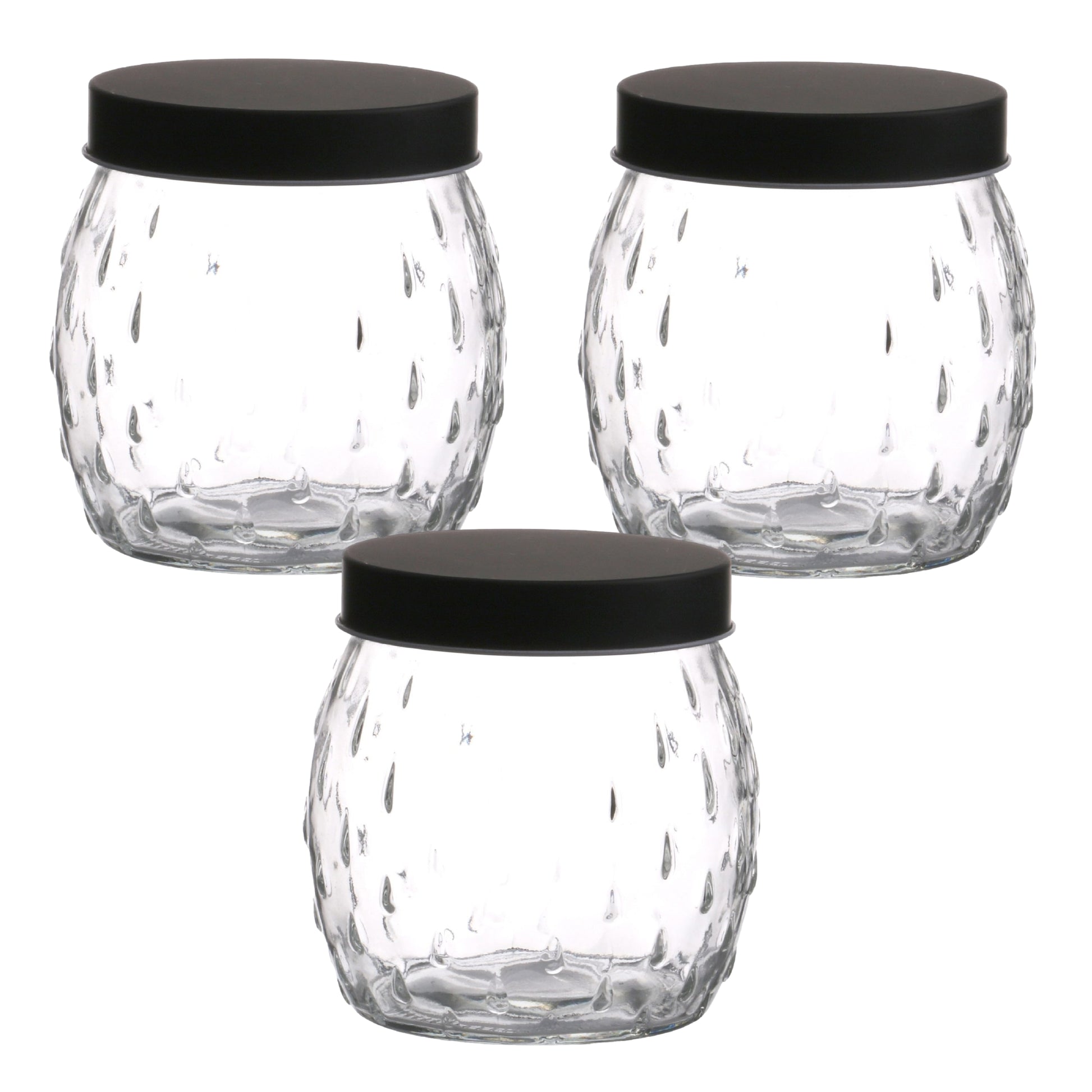 3Pcs 1.2L Black Screwtop Glass Food Jar