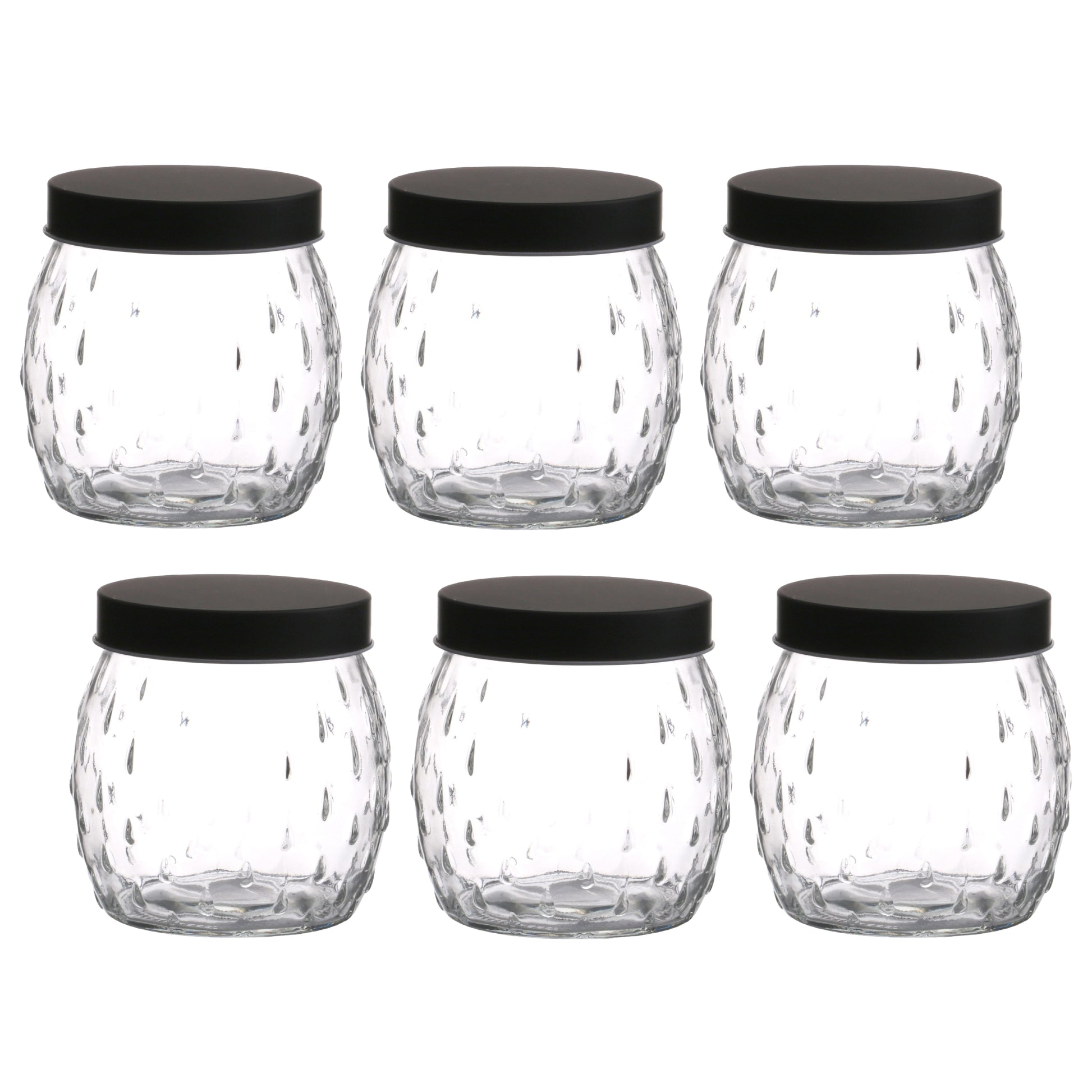 6Pcs 1.2L Black Screwtop Glass Food Jar