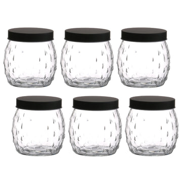 6Pcs 1.2L Black Screwtop Glass Food Jar