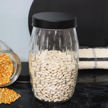 2L Black Screwtop Glass Food Jar