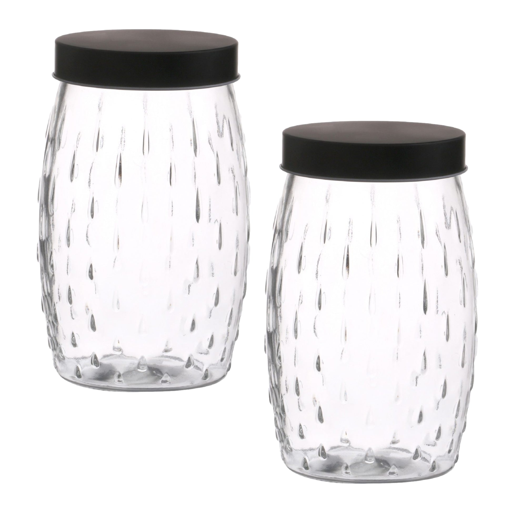 2Pcs 2L Black Screwtop Glass Food Jar