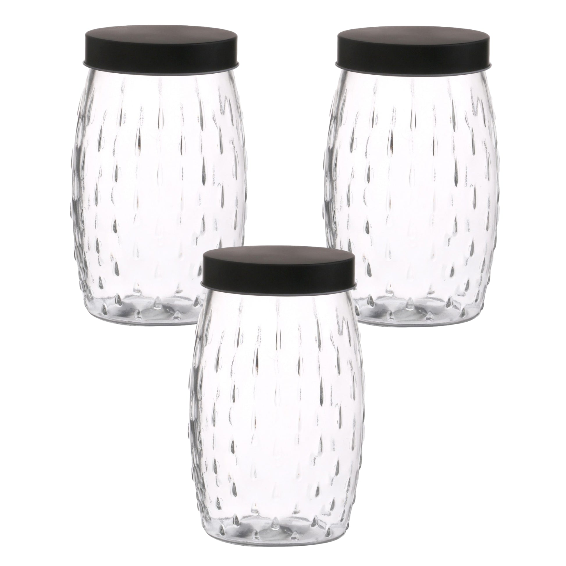 3Pcs 2L Black Screwtop Glass Food Jar