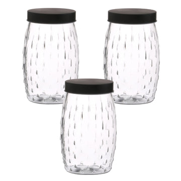 3Pcs 2L Black Screwtop Glass Food Jar