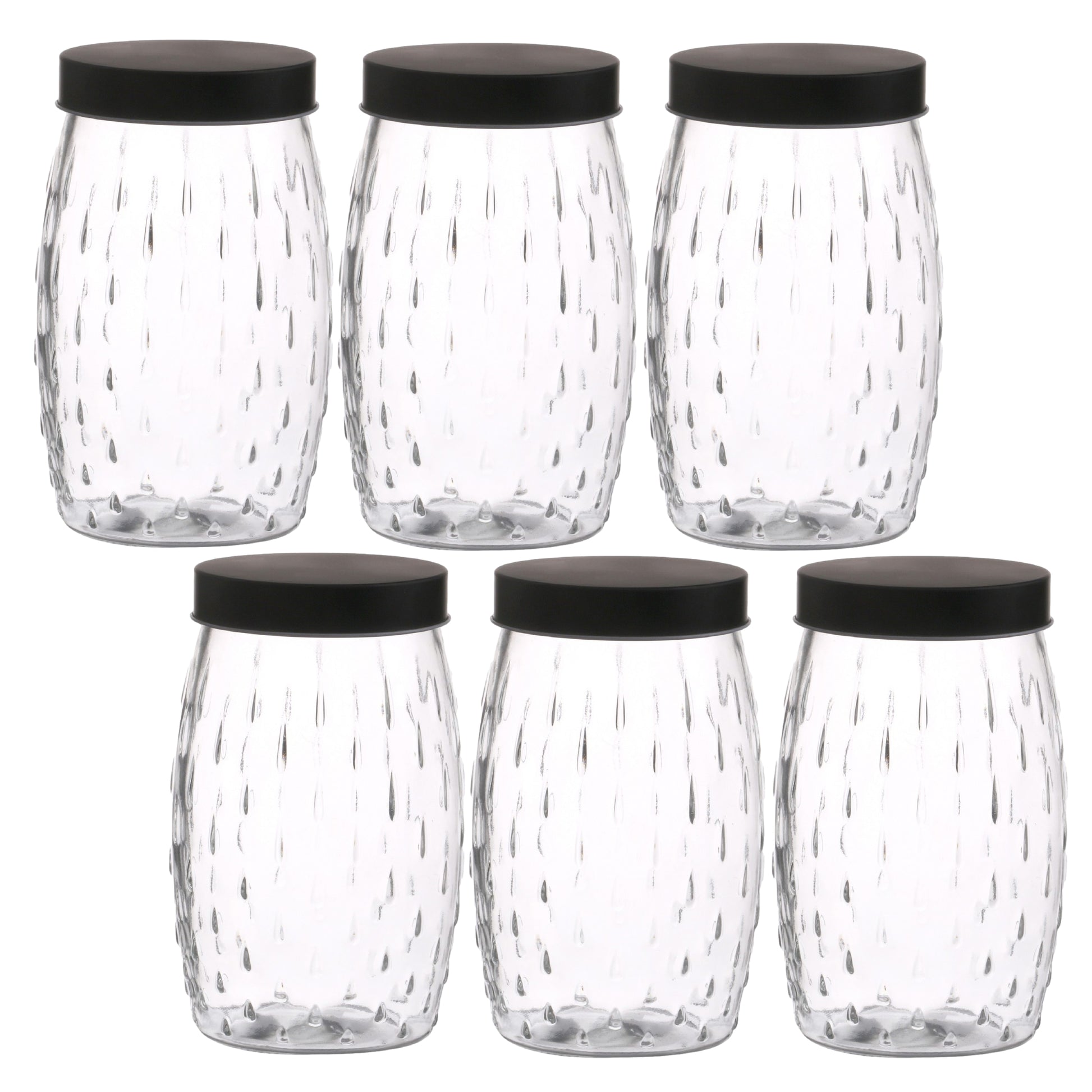 6Pcs 2L Black Screwtop Glass Food Jar