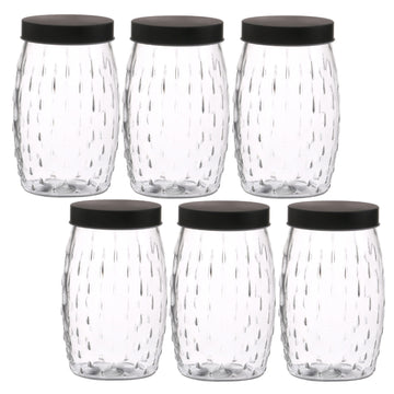 6Pcs 2L Black Screwtop Glass Food Jar