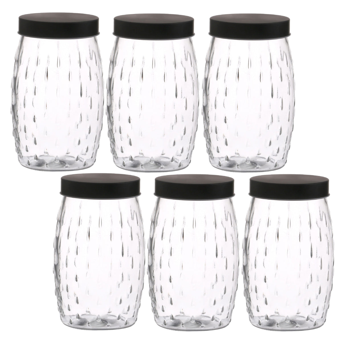 6Pcs 2L Black Screwtop Glass Food Jar