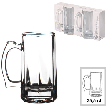 Set of 2 Beer Drinking Glass Mugs Bar Drinkwares