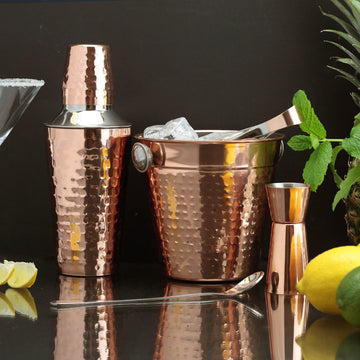 5pc Copper Finished Cocktail Shaker Set