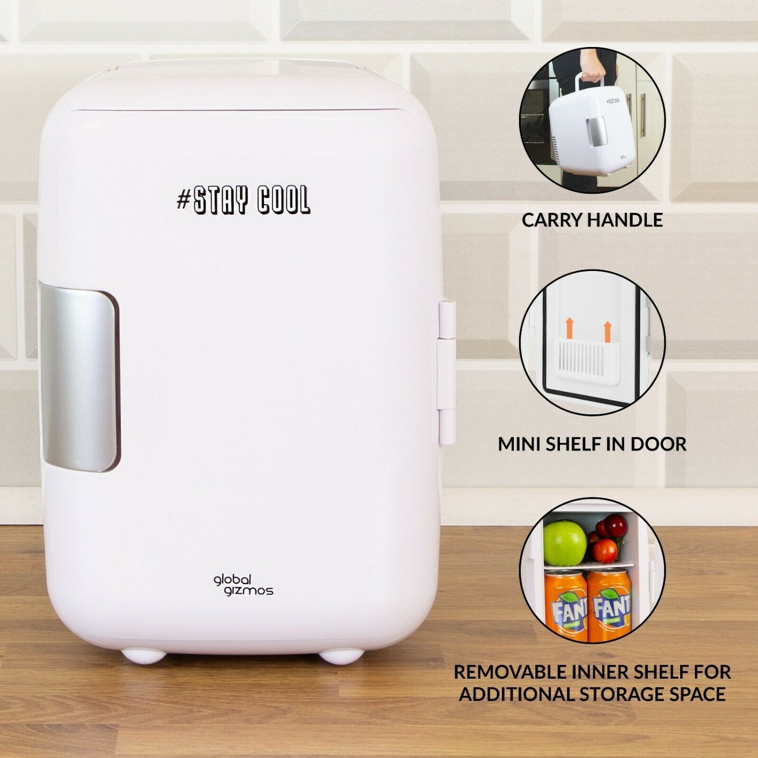 White Portable Mini Electric Fridge 4Litres